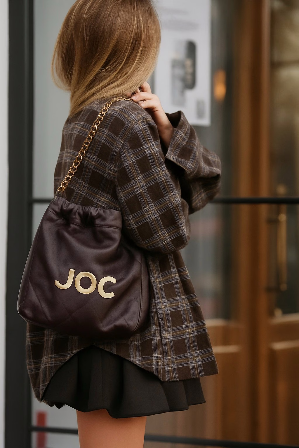 JOC Leather Drawstring Bag